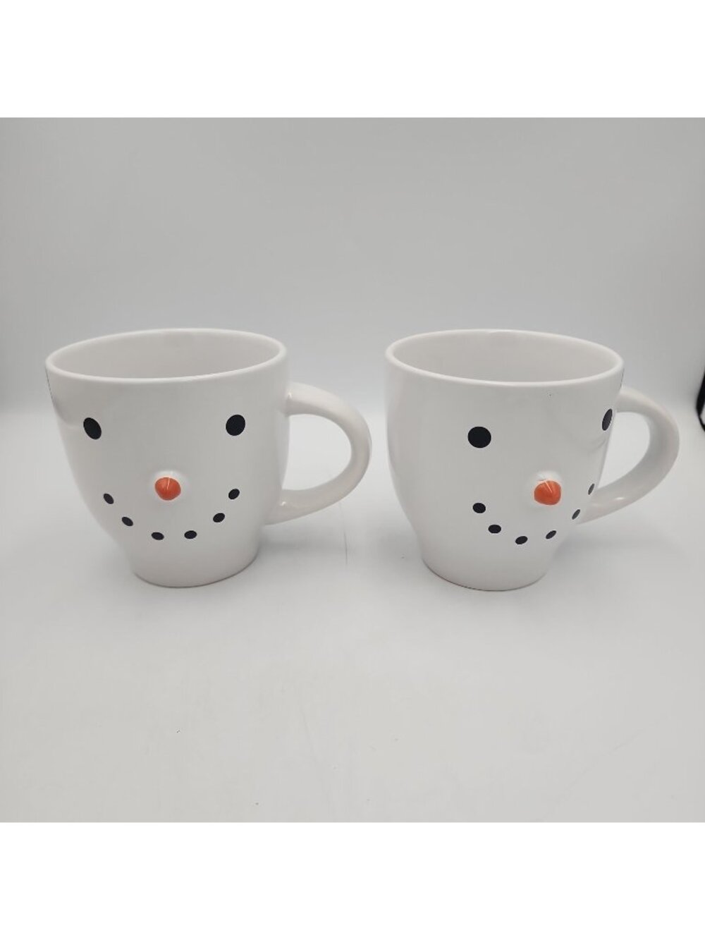 Royal Norfolk Snowman Face Ceramic Mug Set of 2 White/Black/Orange, 12 Fl Oz
